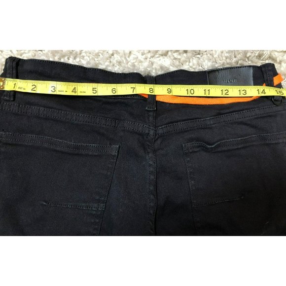 KDNK Men's Sz 32 Stretch Destroyed Knee, Ankle Zip, Black w/Orange Stripe & Draw - Picture 7 of 8